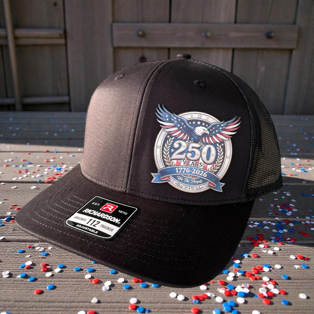 250th Anniversary 1776-2026 patriotic USA veterans hat by BubbleHead Ink