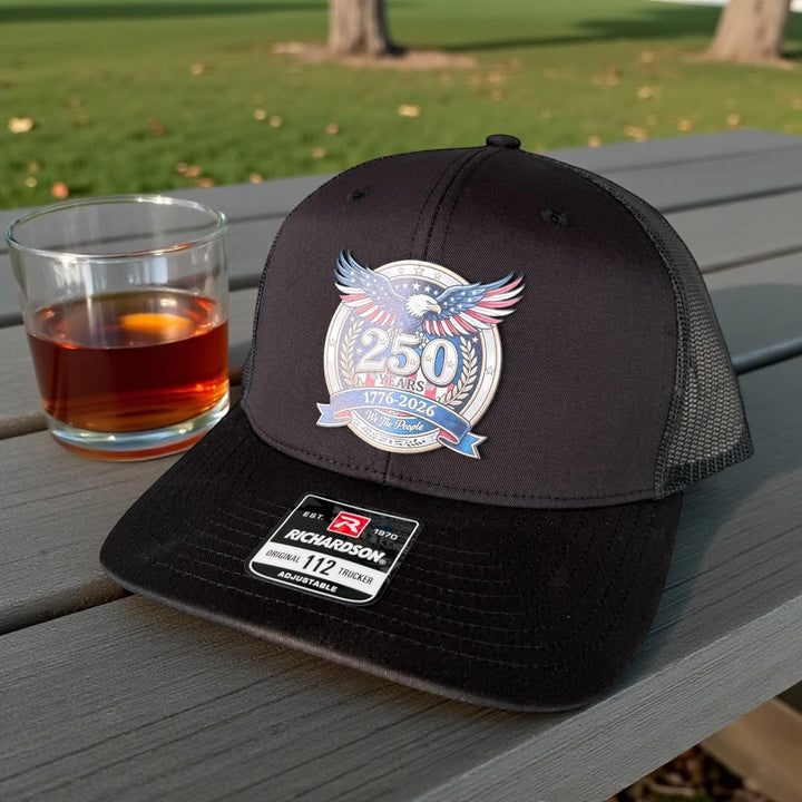 250th Anniversary 1776-2026 patriotic USA veterans hat by BubbleHead Ink