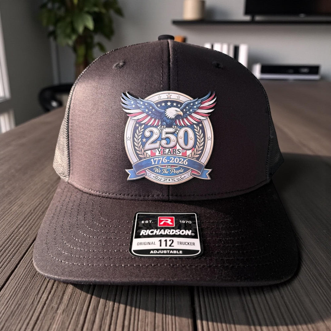 250th Anniversary 1776-2026 patriotic USA veterans hat by BubbleHead Ink