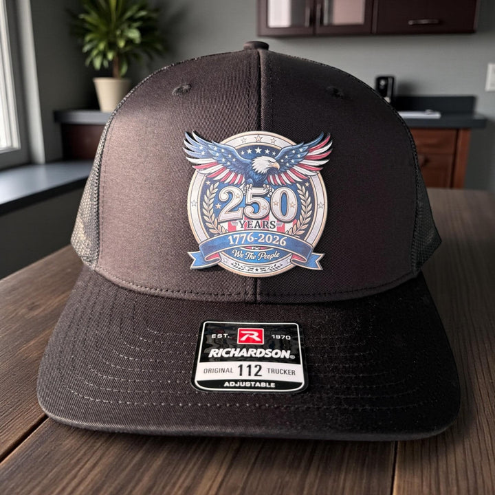 250th Anniversary 1776-2026 patriotic USA veterans hat by BubbleHead Ink