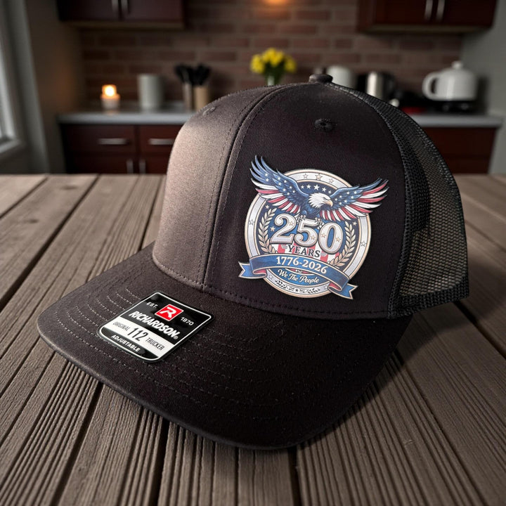 250th Anniversary 1776-2026 patriotic USA veterans hat by BubbleHead Ink