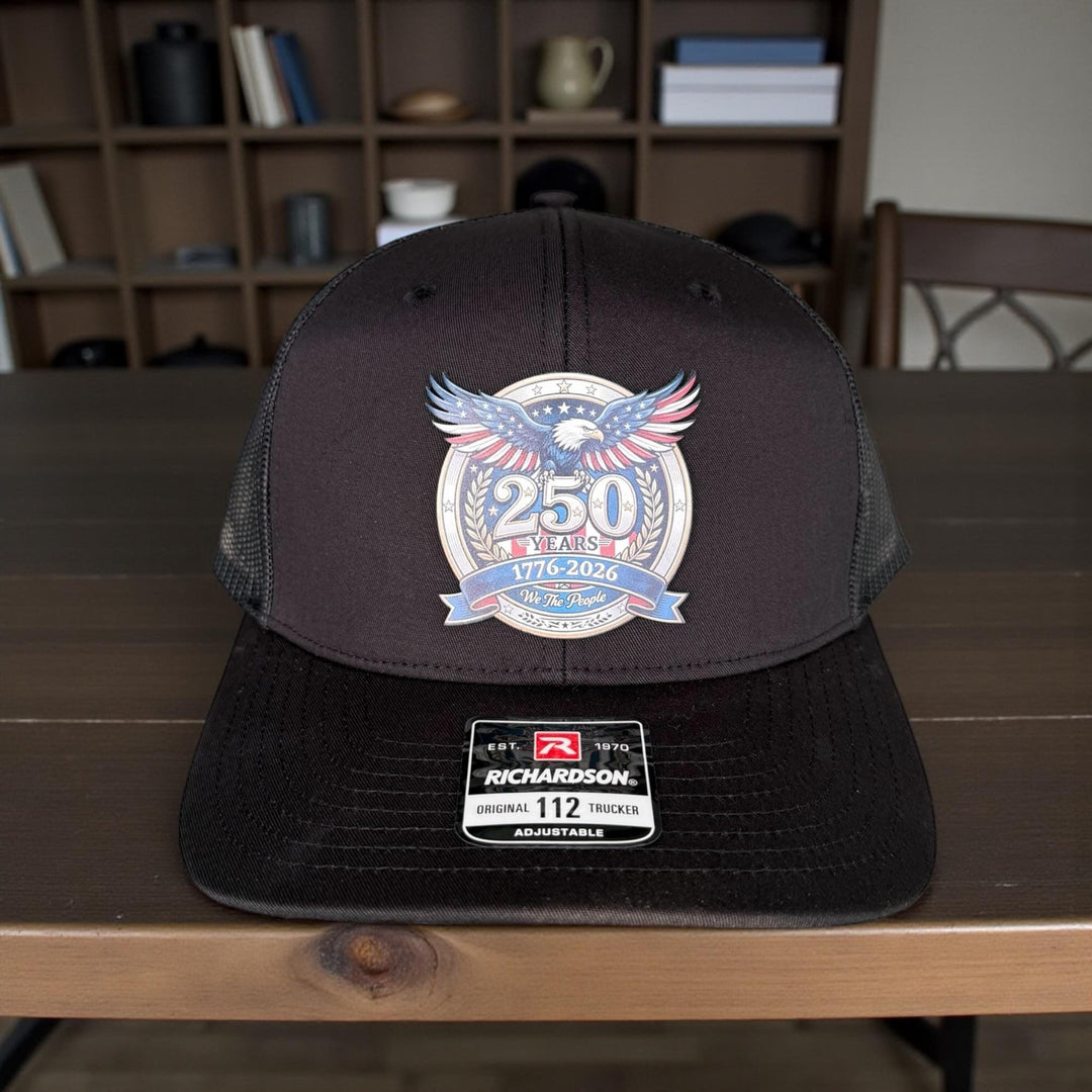 250th Anniversary 1776-2026 patriotic USA veterans hat by BubbleHead Ink