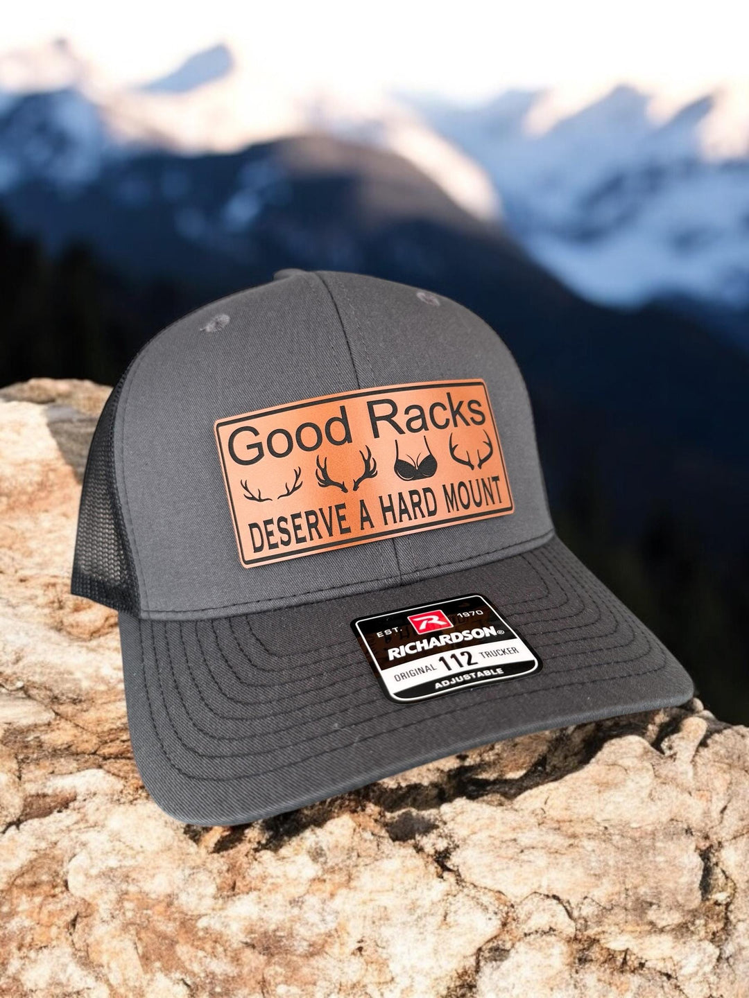 All Racks Matter blaze orange hunting Richardson 112 trucker hat by BubbleHead Ink