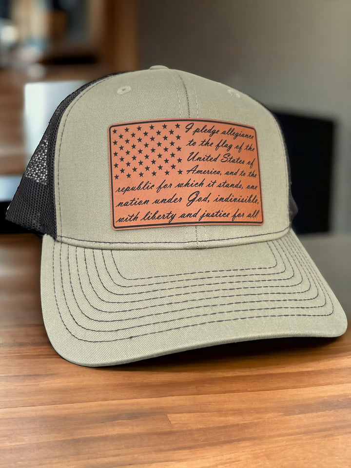 American flag Pledge of Allegiance snapback trucker hat by BubbleHead Ink