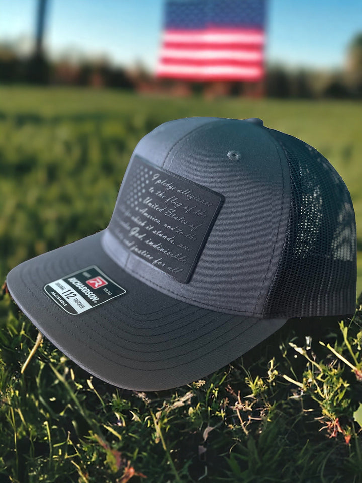 American flag Pledge of Allegiance snapback trucker hat by BubbleHead Ink