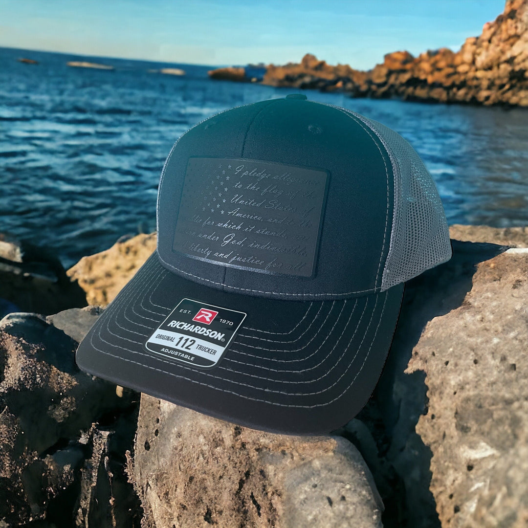 American flag Pledge of Allegiance snapback trucker hat by BubbleHead Ink