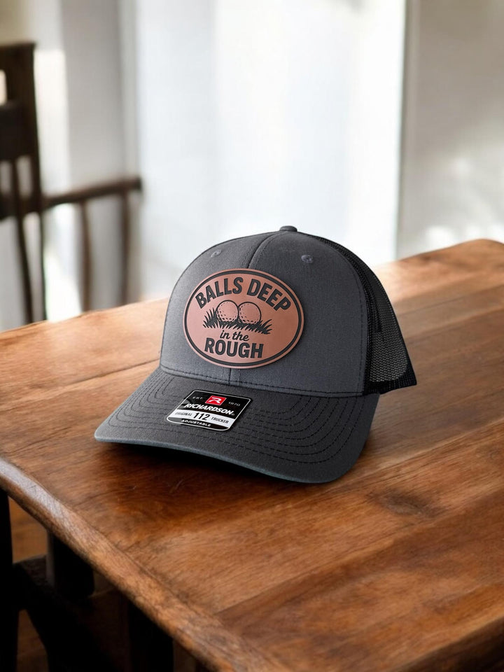 Balls Deep in the Rough funny golf trucker hat by BubbleHead Ink