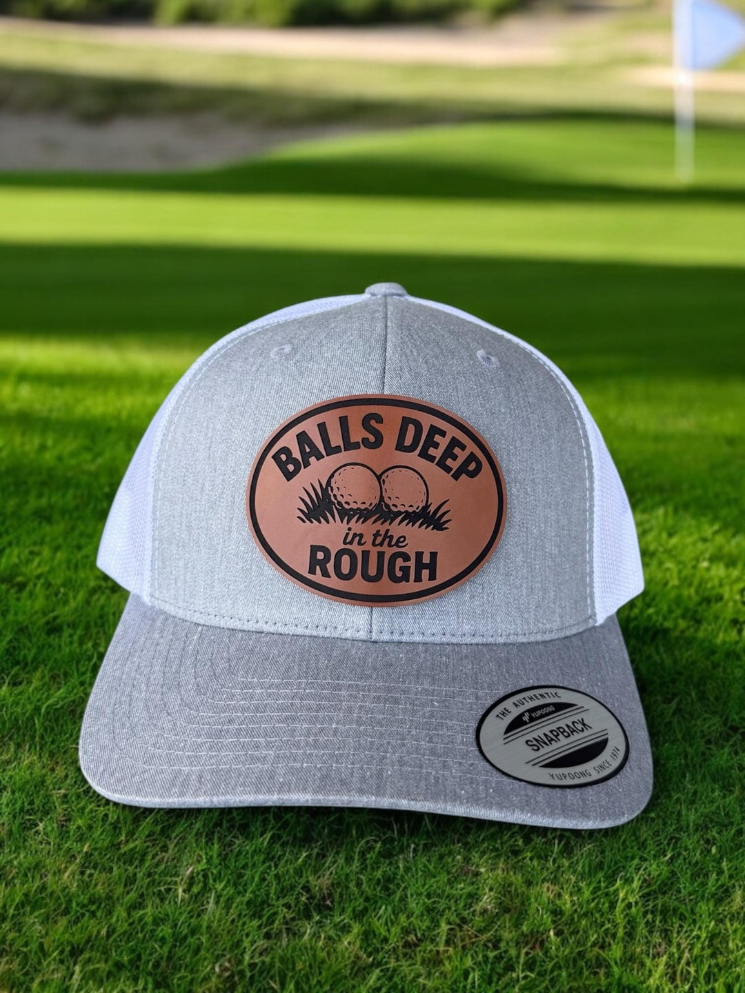 Balls Deep in the Rough funny golf trucker hat by BubbleHead Ink