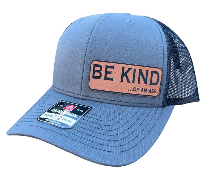 Be Kind of an Ass funny patch trucker hat by BubbleHead Ink