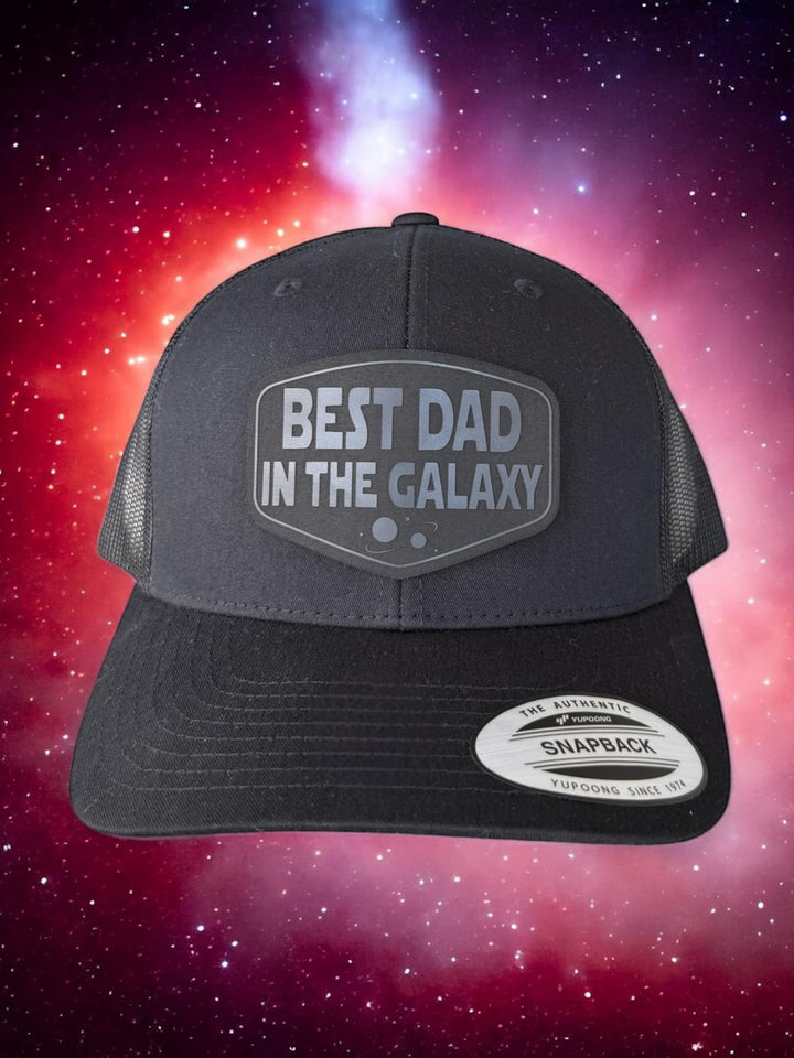 Best Dad in the Galaxy black trucker hat, Father&