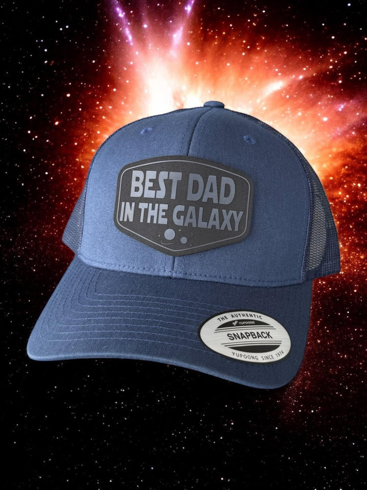 Best Dad in the Galaxy black trucker hat, Father&