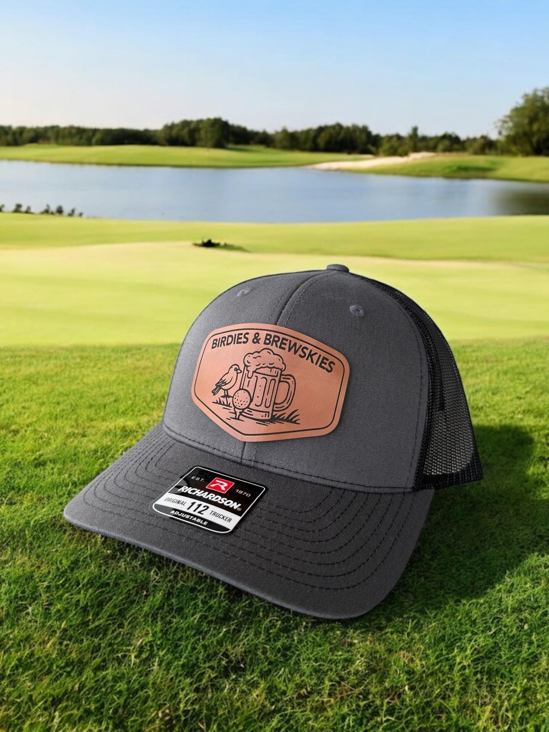 Birdies and Brewskies funny golf trucker hat by BubbleHead Ink