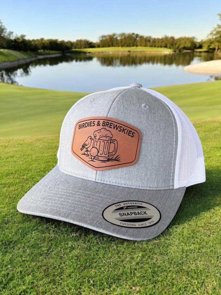Birdies and Brewskies funny golf trucker hat by BubbleHead Ink