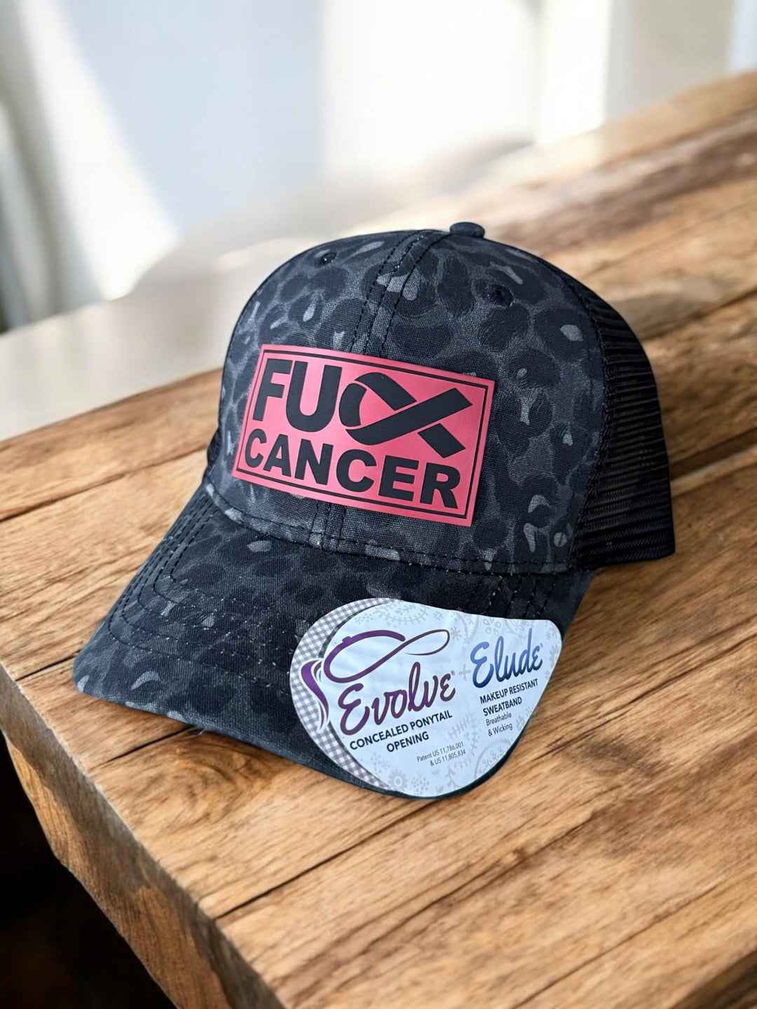 Blood cancer awareness red ribbon Richardson 112 trucker hat by BubbleHead Ink