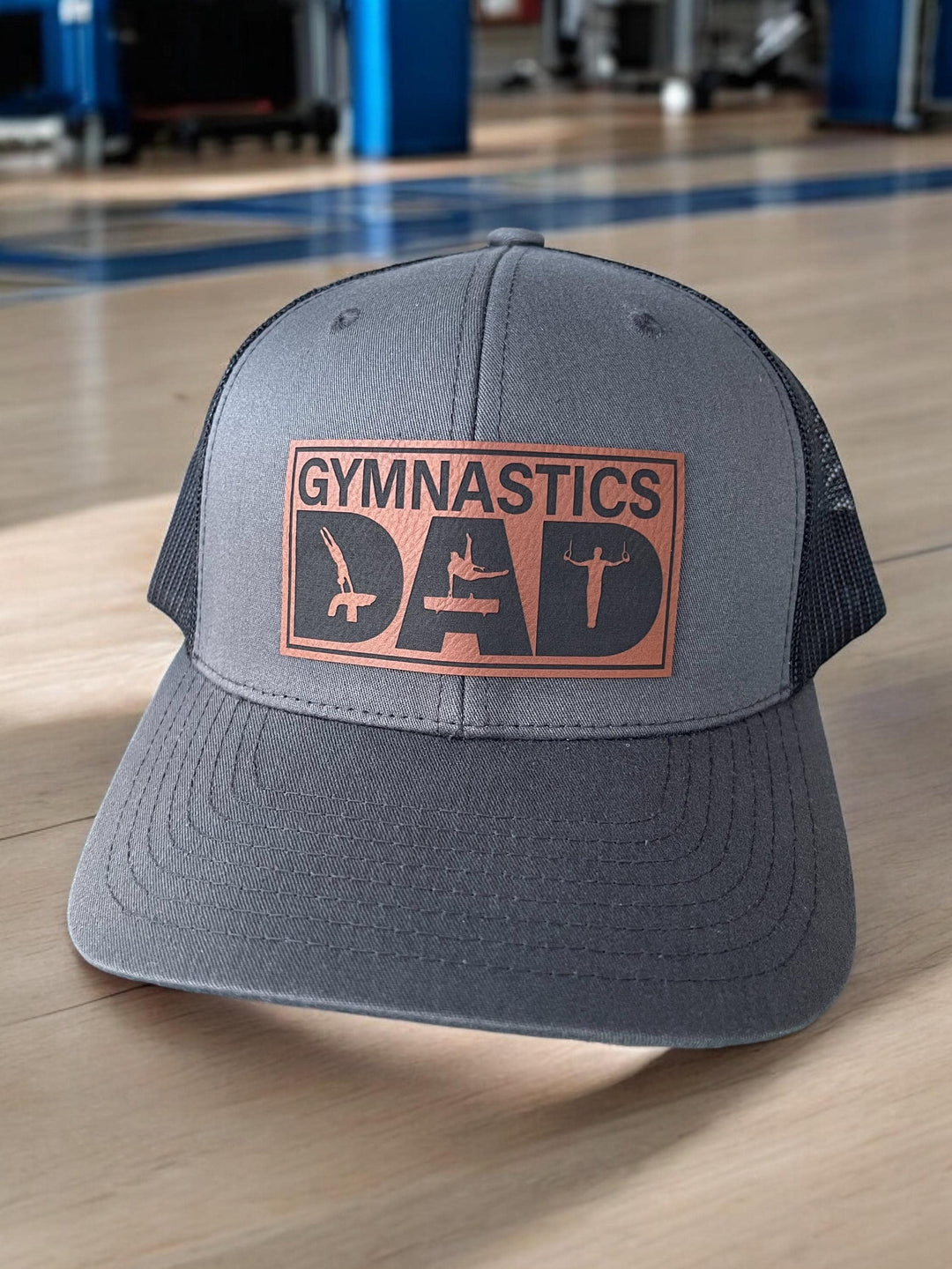 Boys gymnastics dad pommel horse trucker hat by BubbleHead Ink