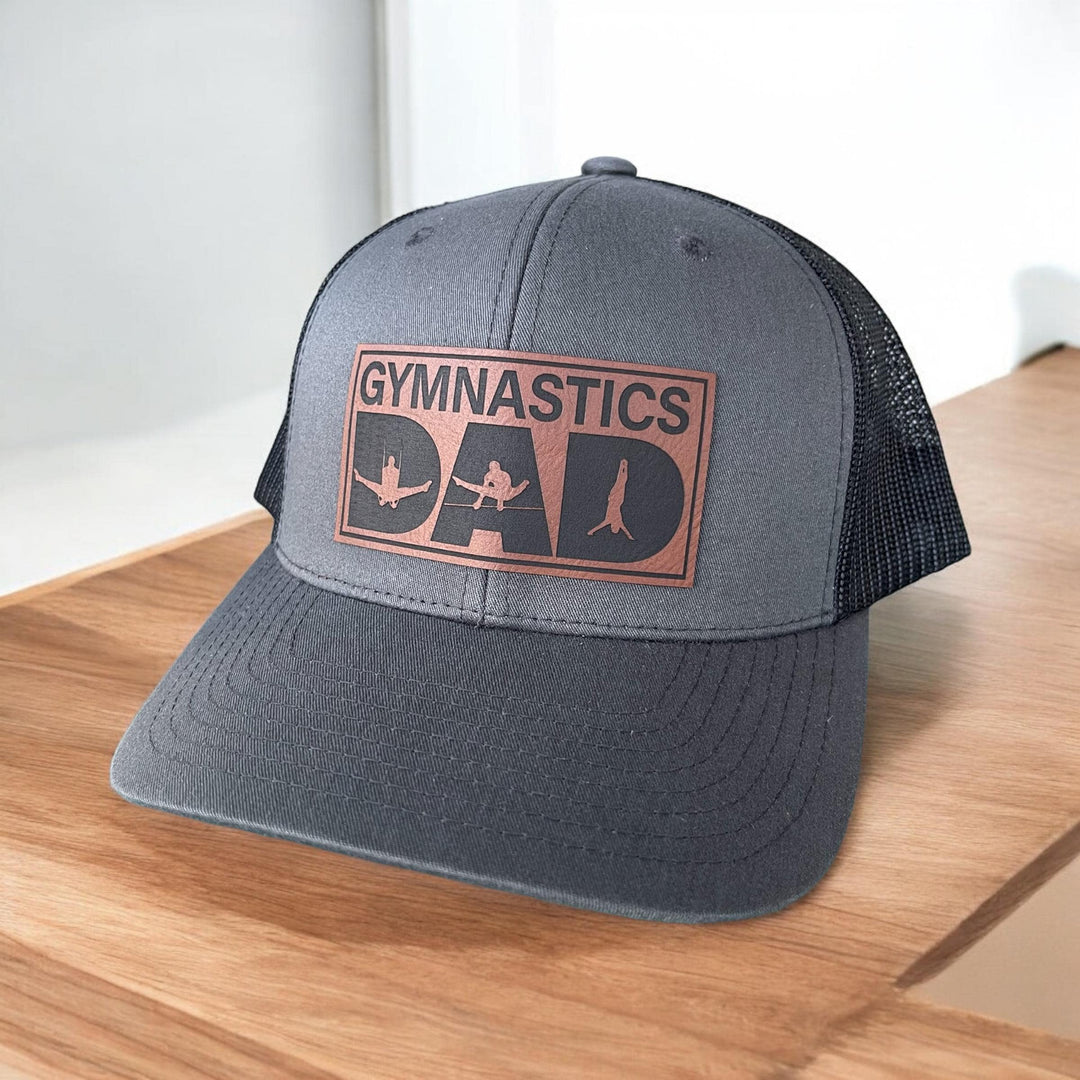 Boys gymnastics dad pommel horse trucker hat by BubbleHead Ink