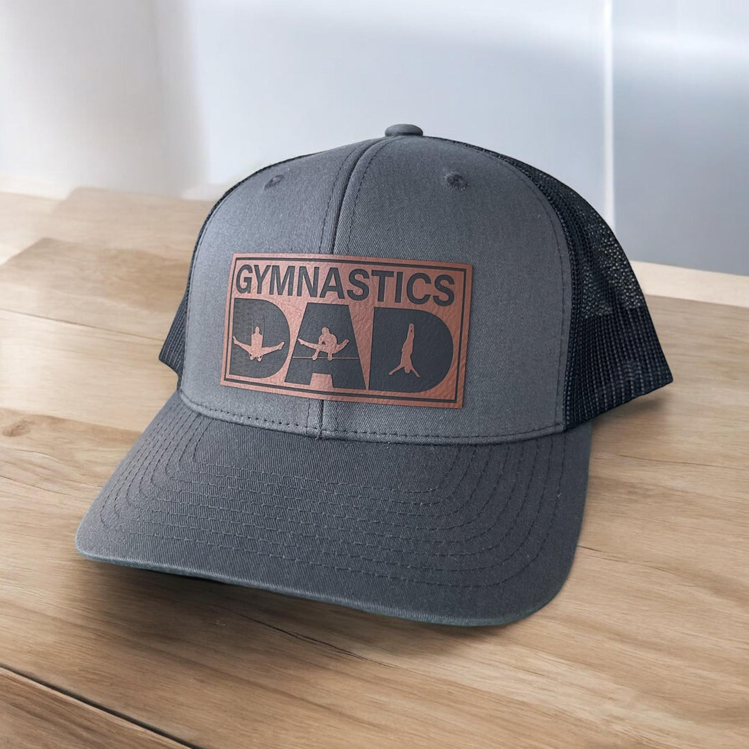 Boys gymnastics dad pommel horse trucker hat by BubbleHead Ink