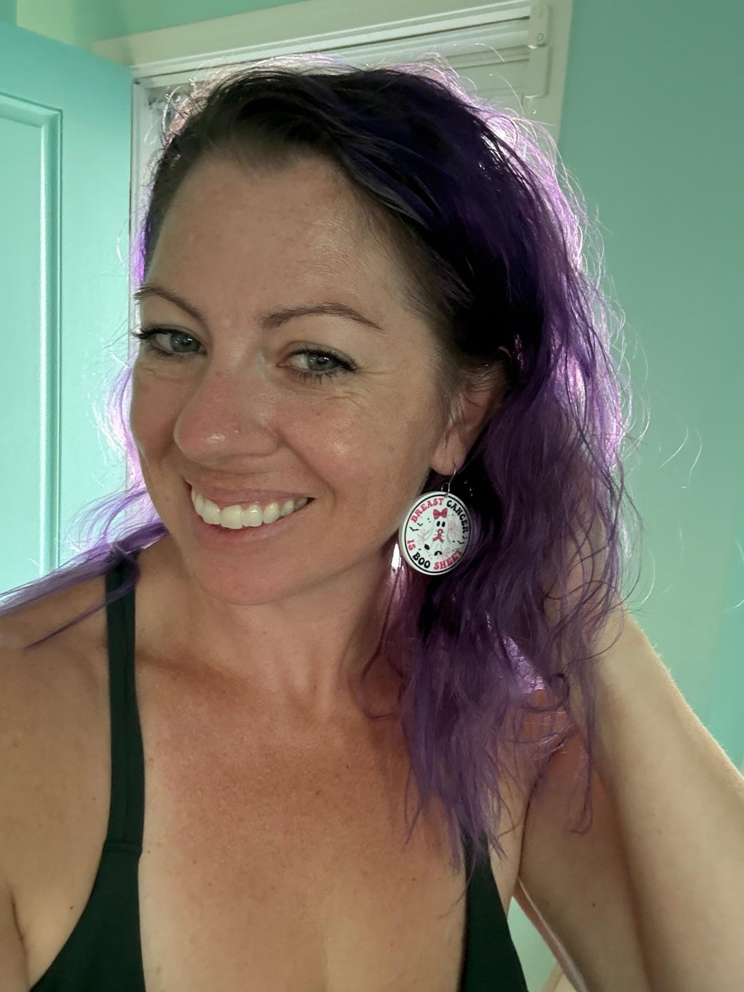 Breast Cancer Is Boo Sheet ghost pink ribbon Halloween earrings by BubbleHead Ink