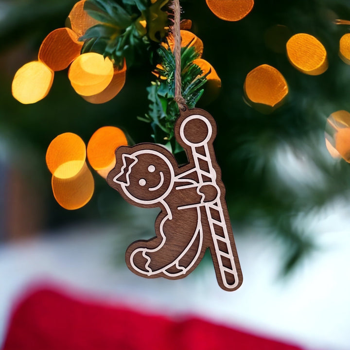 Sexy candy cane pole dancer naughty Christmas ornament by BubbleHead Ink