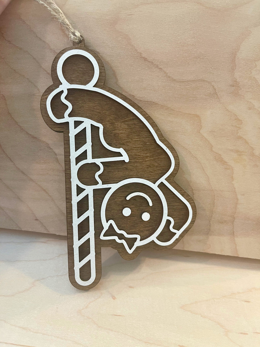Sexy candy cane pole dancer naughty Christmas ornament by BubbleHead Ink