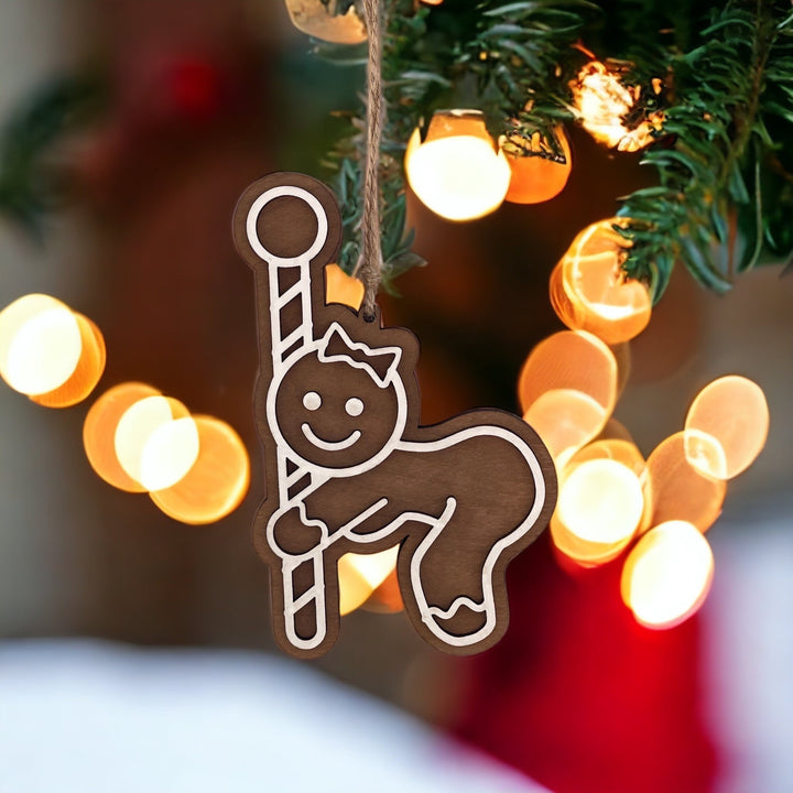 Sexy candy cane pole dancer naughty Christmas ornament by BubbleHead Ink