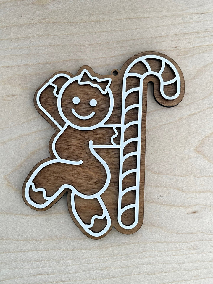 Sexy candy cane pole dancer naughty Christmas ornament by BubbleHead Ink