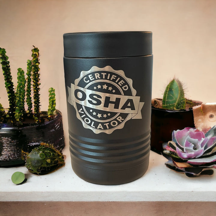 Certified OSHA Violator funny beer can coozie by BubbleHead Ink
