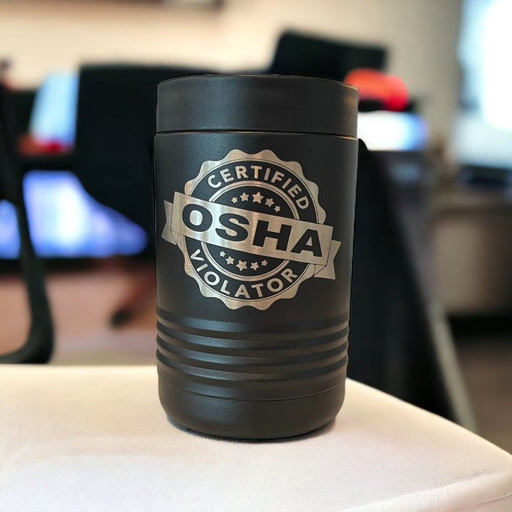 Certified OSHA Violator funny beer can coozie by BubbleHead Ink