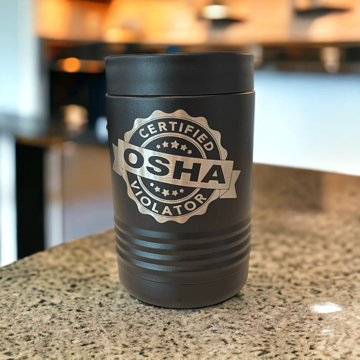 Certified OSHA Violator funny beer can coozie by BubbleHead Ink