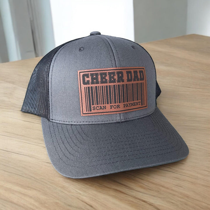 Cheer dad cheerleading trucker hat with patch by BubbleHead Ink