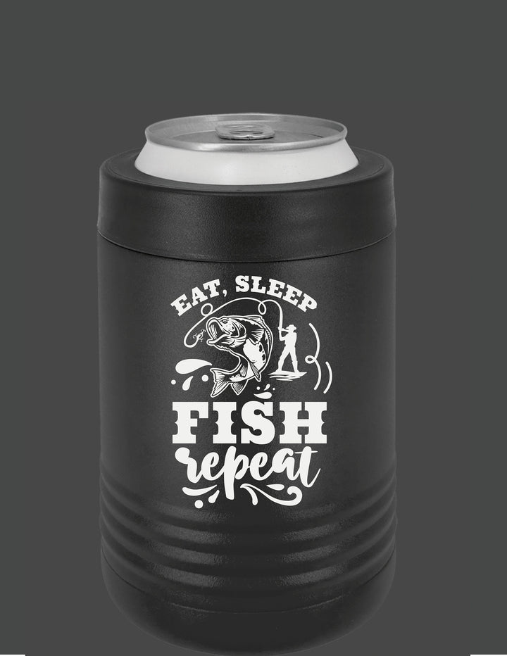 Custom engraved fishing beer can koozie personalized with name by BubbleHead Ink