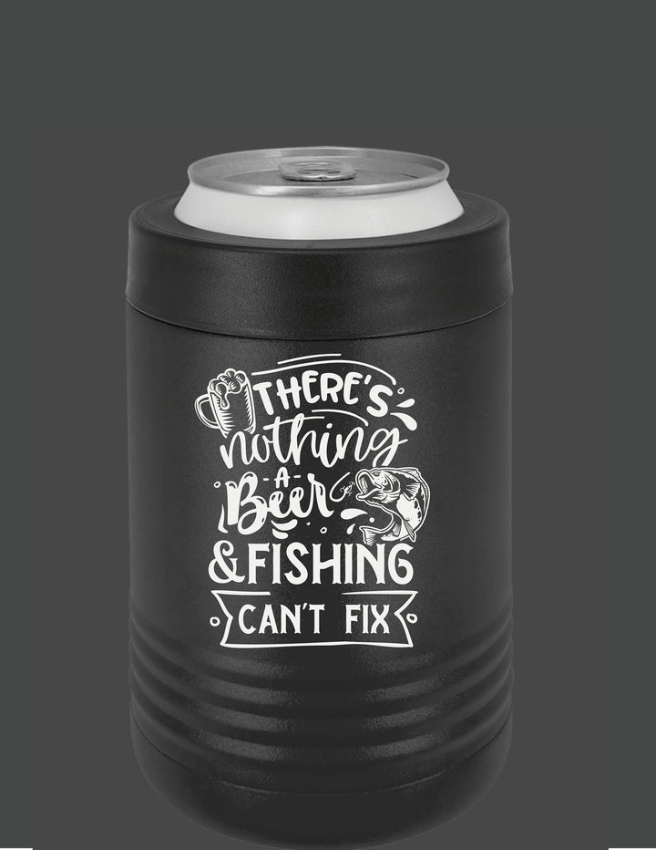Custom engraved fishing beer can koozie personalized with name by BubbleHead Ink