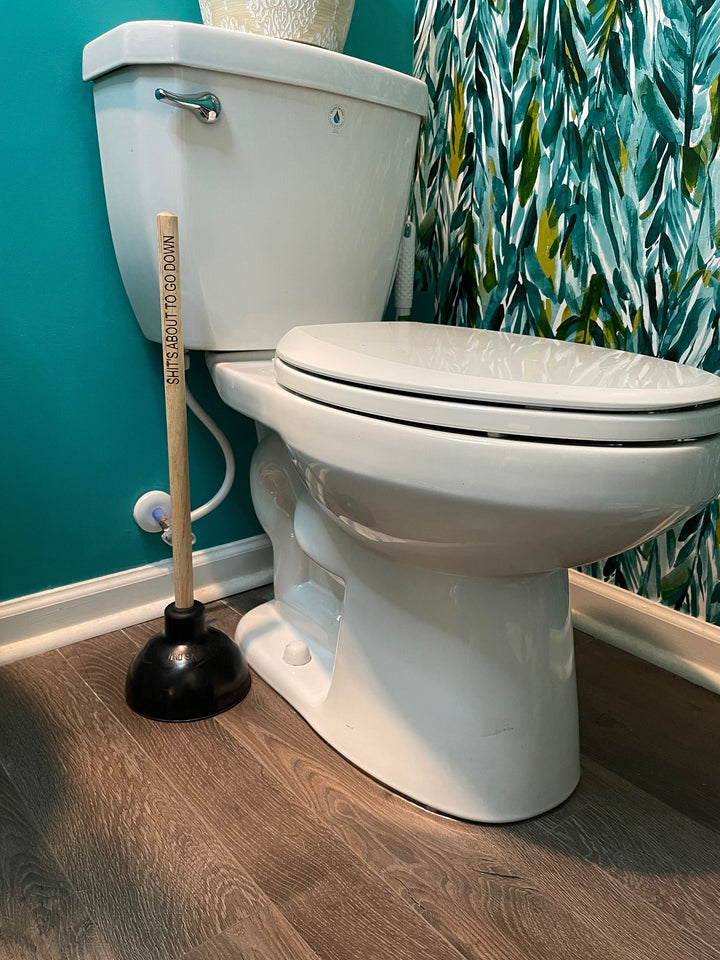 Custom engraved heavy duty plunger funny housewarming gift by BubbleHead Ink