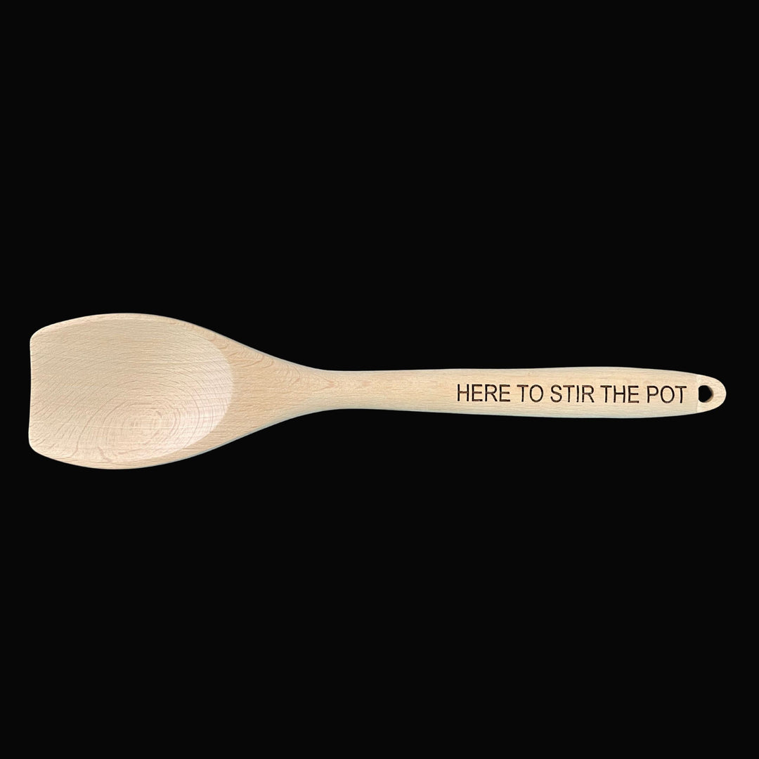 Custom engraved wooden spoon personalized with your phrase by BubbleHead Ink