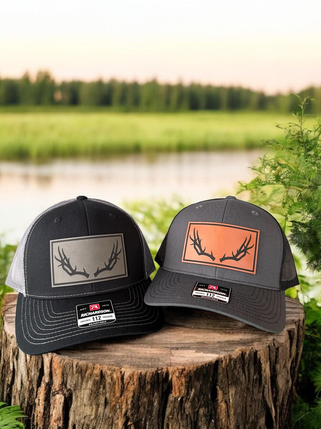 Deer antler patch Richardson 112 trucker hat for hunters by BubbleHead Ink