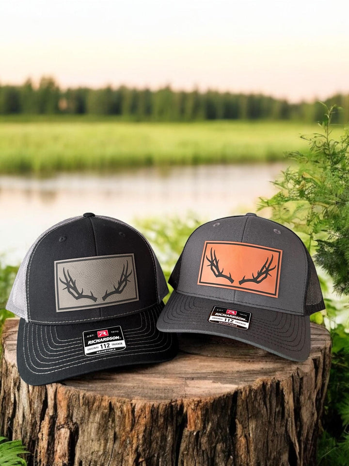 Deer antler patch Richardson 112 trucker hat for hunters by BubbleHead Ink