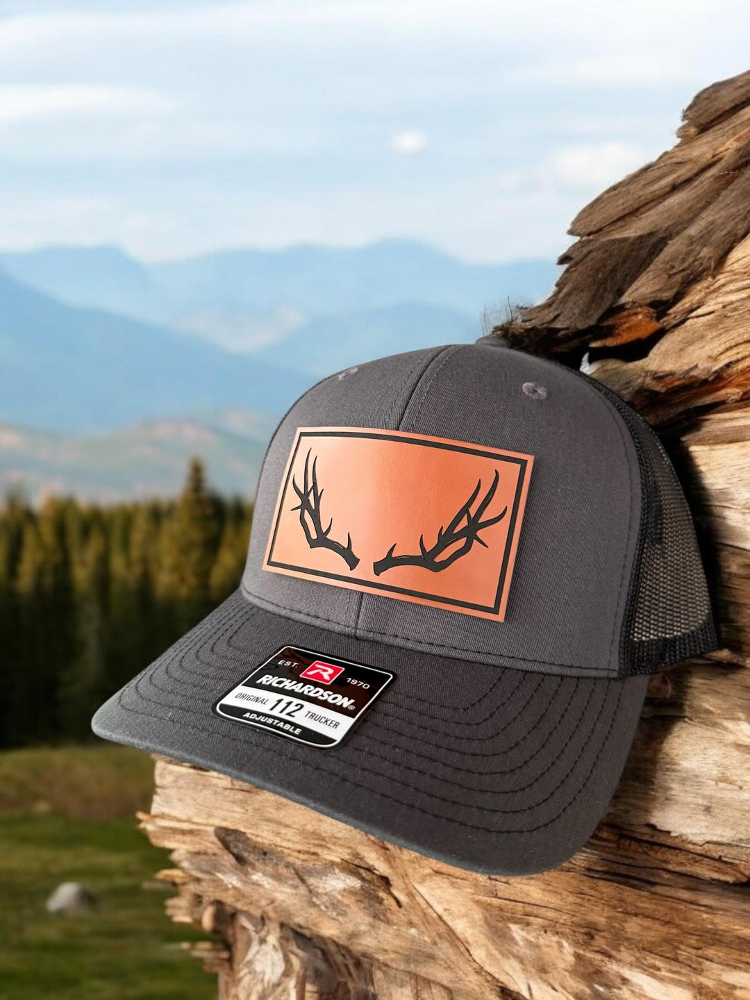 Deer antler patch Richardson 112 trucker hat for hunters by BubbleHead Ink
