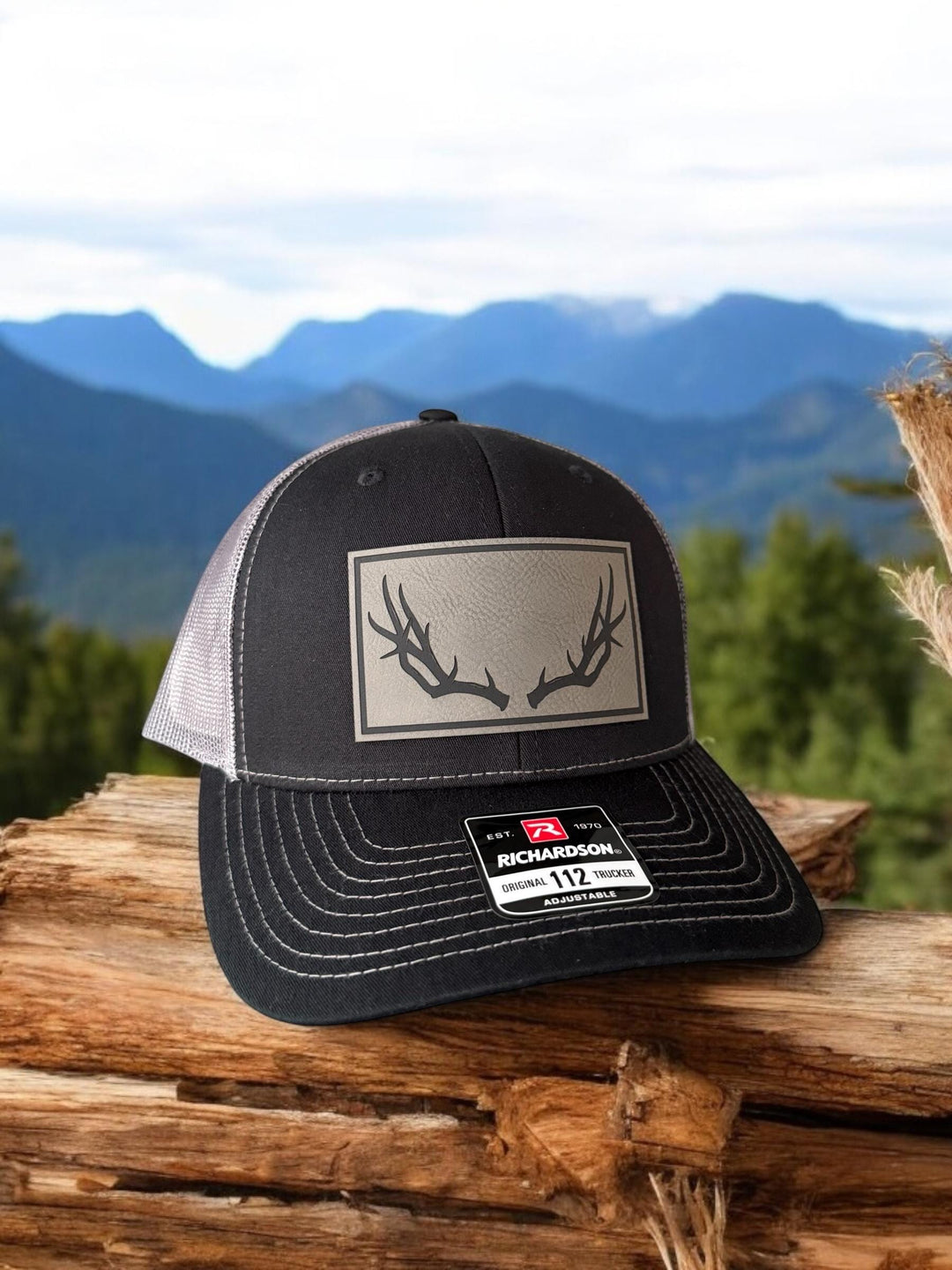 Deer antler patch Richardson 112 trucker hat for hunters by BubbleHead Ink