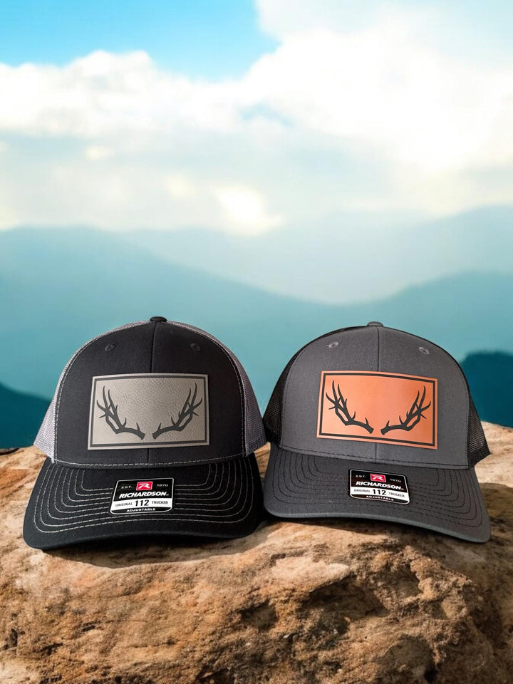 Deer antler patch Richardson 112 trucker hat for hunters by BubbleHead Ink