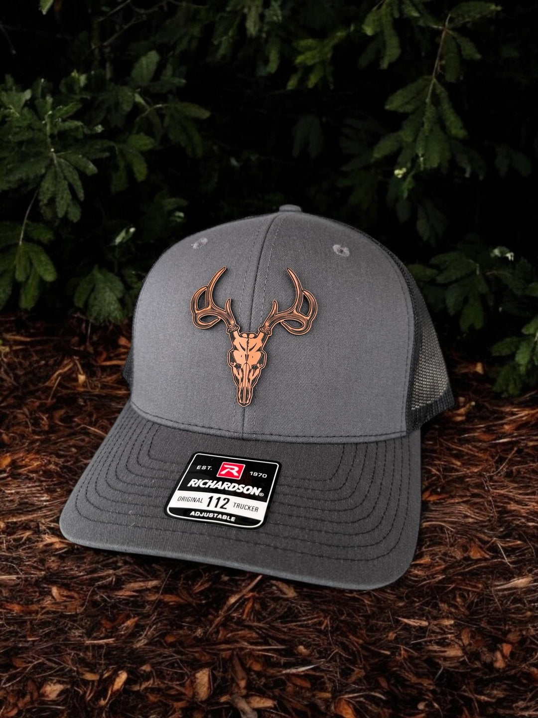 Deer skull hunting Richardson 112 trucker hat by BubbleHead Ink