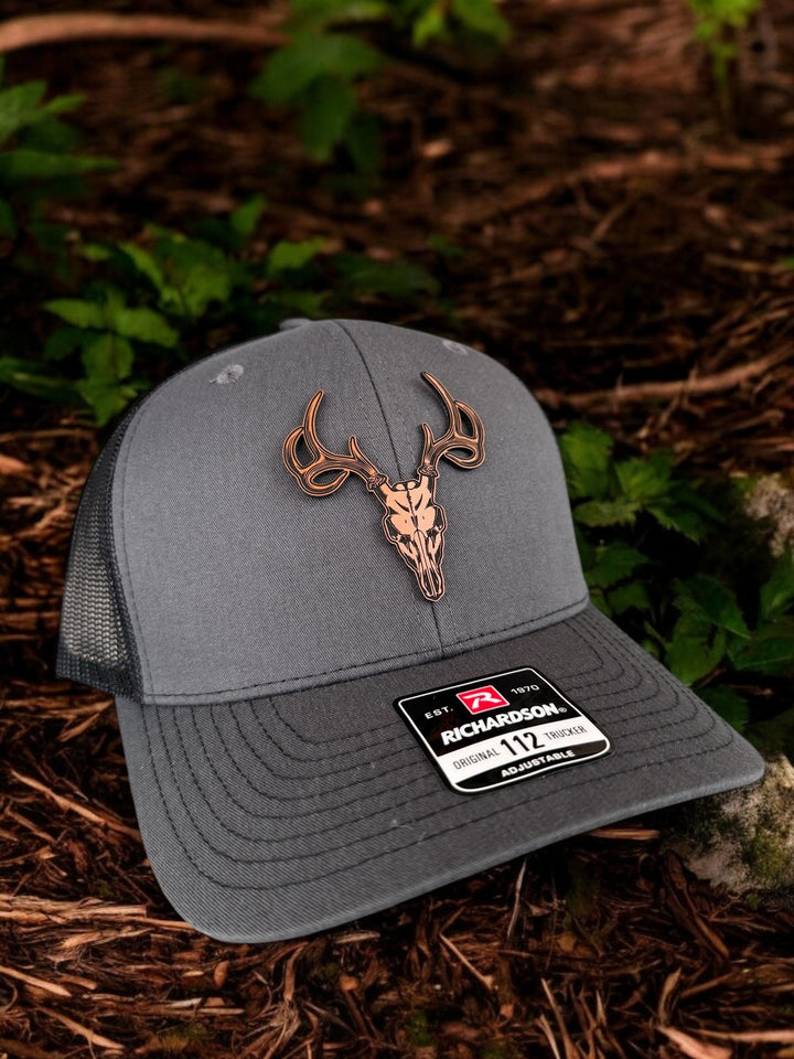 Deer skull hunting Richardson 112 trucker hat by BubbleHead Ink
