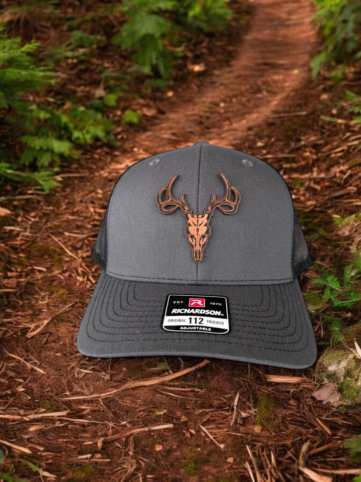 Deer skull hunting Richardson 112 trucker hat by BubbleHead Ink