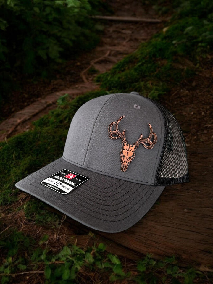 Deer skull hunting Richardson 112 trucker hat by BubbleHead Ink