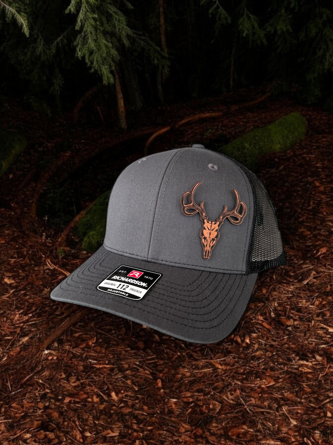 Deer skull hunting Richardson 112 trucker hat by BubbleHead Ink
