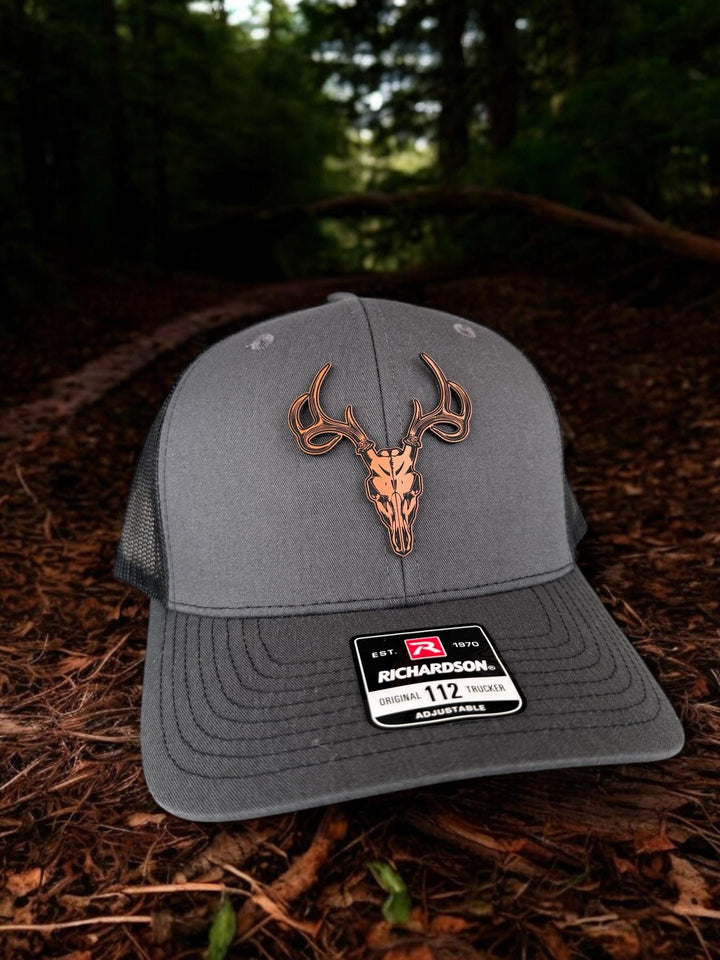 Deer skull hunting Richardson 112 trucker hat by BubbleHead Ink