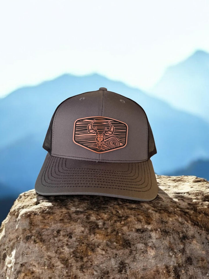 Deer skull hunting Richardson 112 trucker hat by BubbleHead Ink
