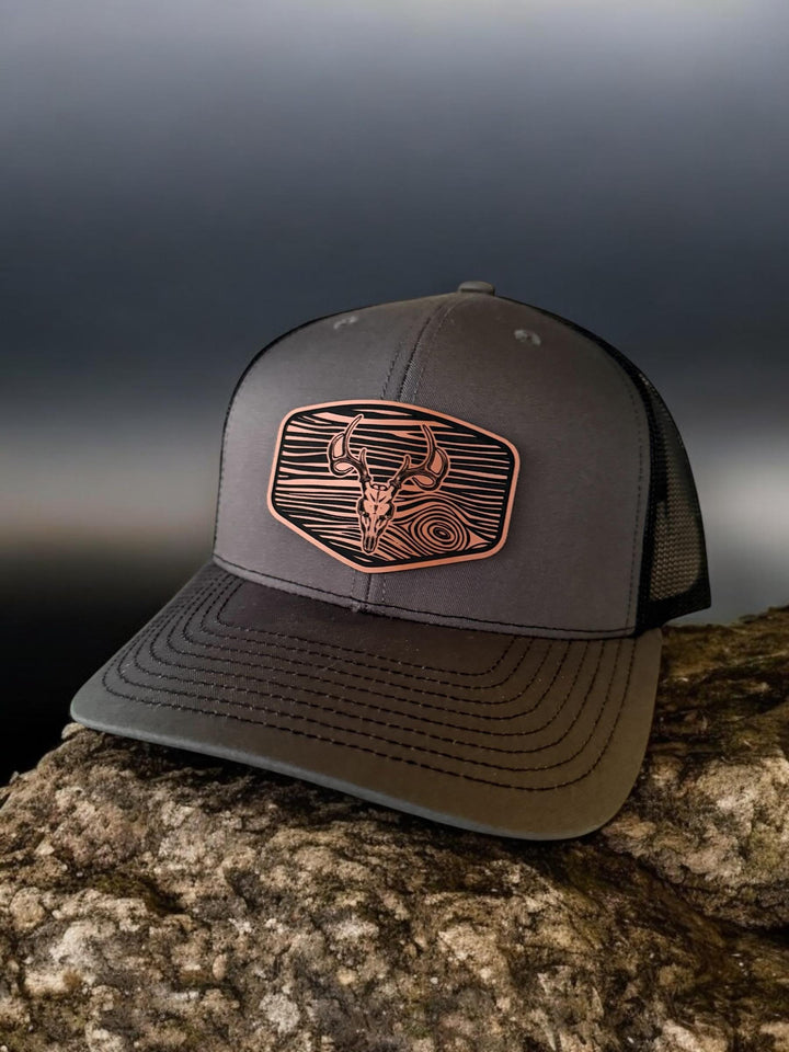 Deer skull hunting Richardson 112 trucker hat by BubbleHead Ink