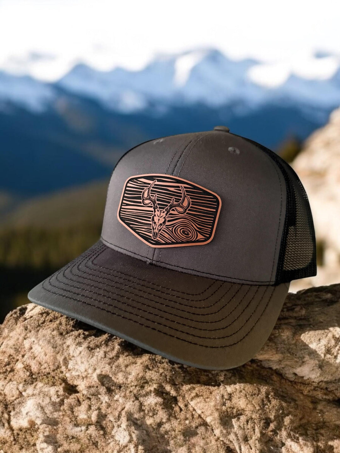 Deer skull hunting Richardson 112 trucker hat by BubbleHead Ink
