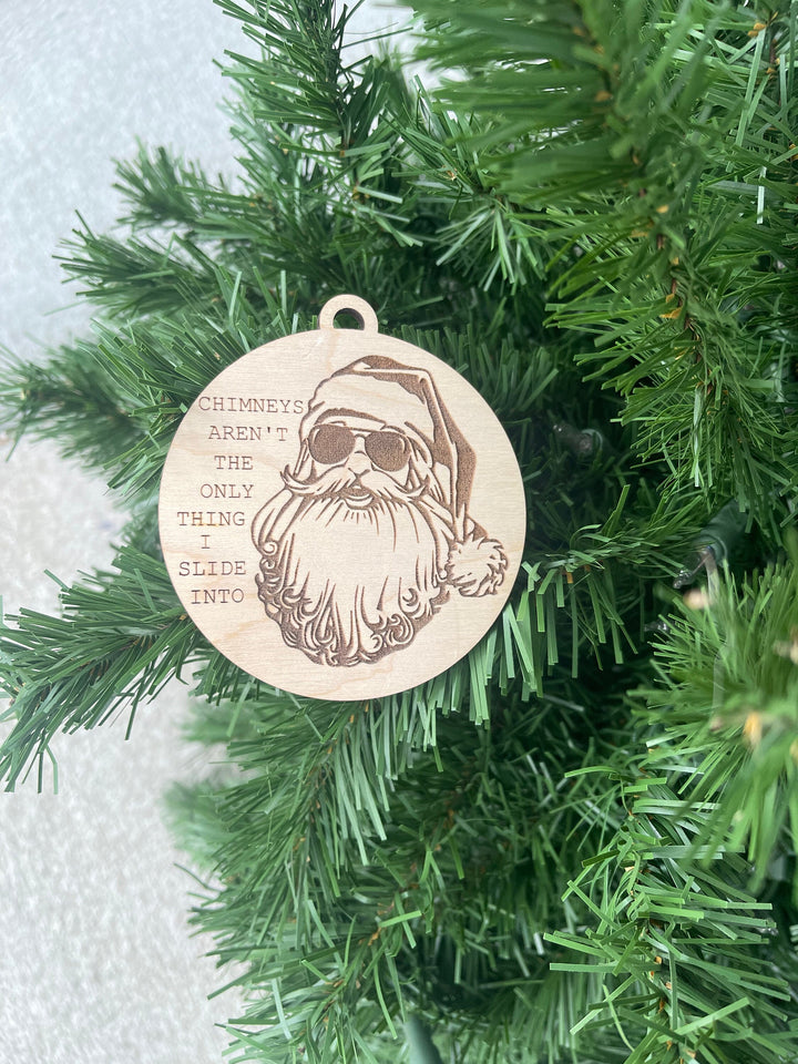 Dirty Santa funny adult Christmas ornament by BubbleHead Ink