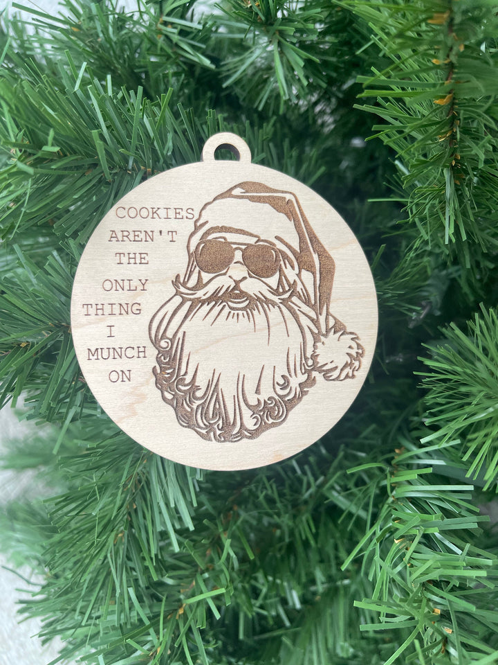 Dirty Santa funny adult Christmas ornament by BubbleHead Ink